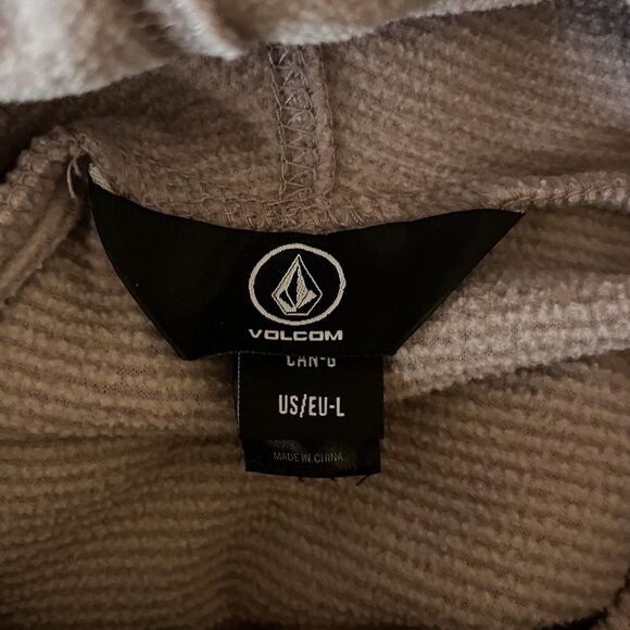 Volcom Womens Polartec Ridin Hoodie Sz L Blush Pink Stripe Cowl Neck Thumb Holes - Picture 5 of 8